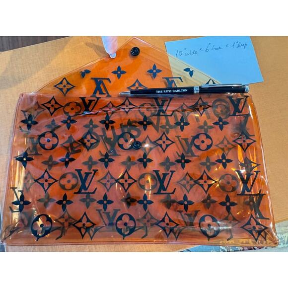 Louis Vuitton Pouch Pochette 4 school Pencil Case Monogram Embossed PVC Rare NEW - Picture 2 of 9